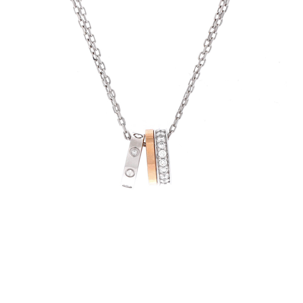 Cartier Love 3 Ring Pendant Necklace